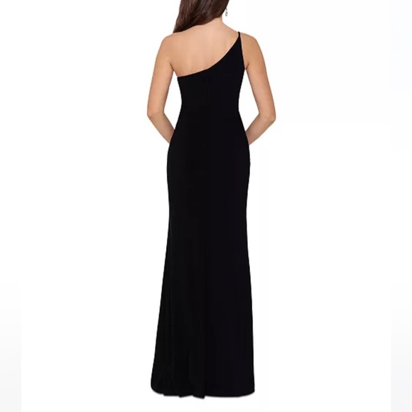 XSCAPE Women’s One Shoulder Long Sheath Dress | Black/Nude | Size 6 - Picture 2 of 6